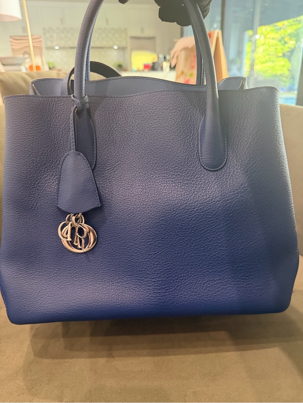 Christian Dior Open Bar Tote Bag Leather Blue - Picture 4 of 13